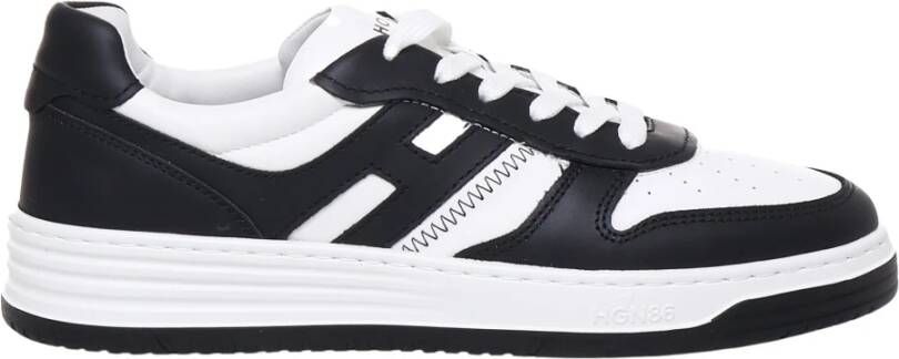 Hogan Leren Sneakers Twee-Tone Bovenwerk Zwart Wit Black