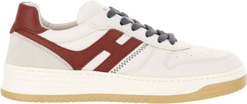 Hogan Leren Sneakers Vetersluiting Ronde Neus Italië Multicolor Heren