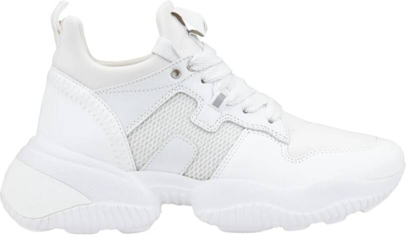 Hogan Leren Stoffen Sneakers Veterschoenen Vrouwen White Dames