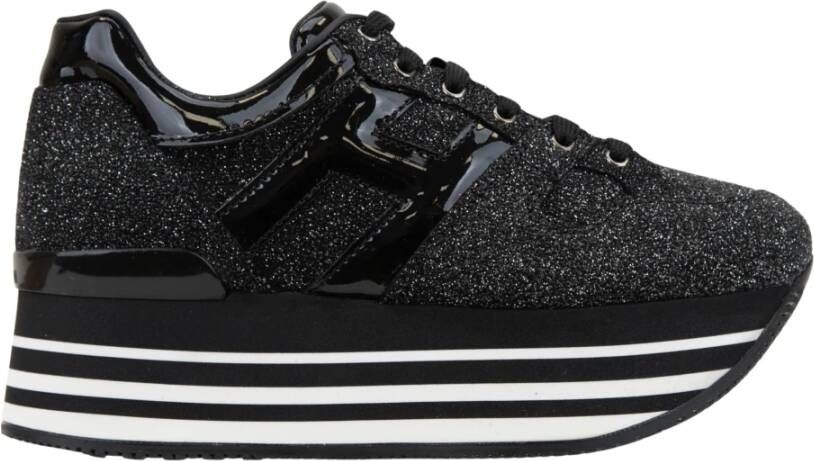 Hogan Leren Veterschoen Glitter Sneakers Vrouwen Black Dames