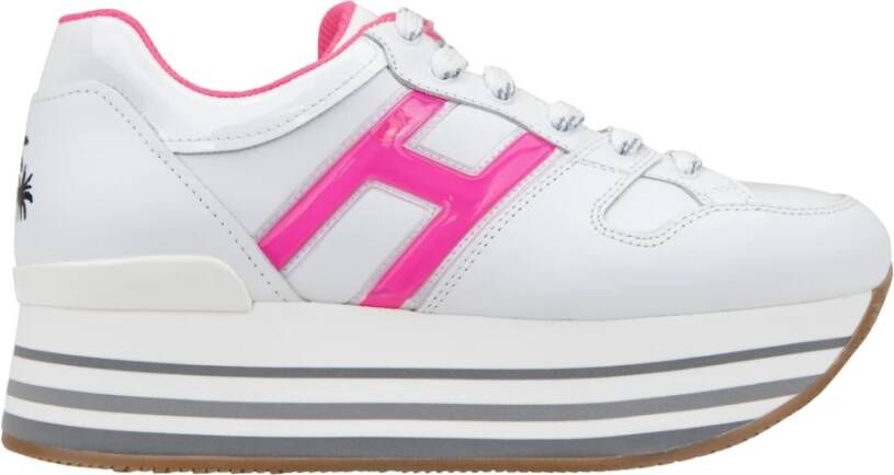 Hogan Leren Veterschoenen met Merkprint White Dames