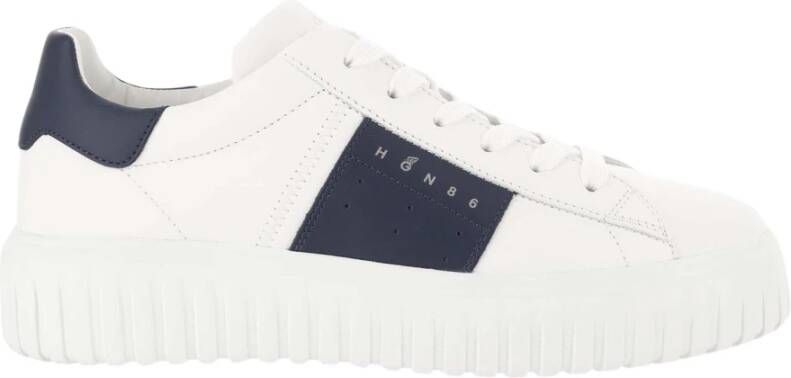 Hogan Leren Veterschoenen Wit Marineblauw White Heren