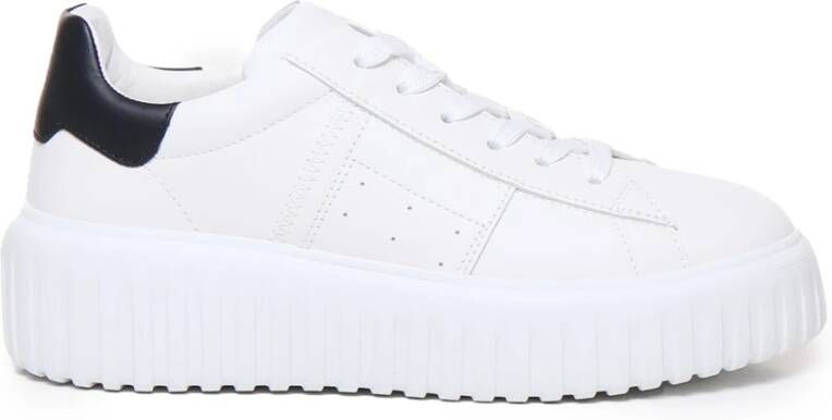 Hogan Leren Vetersluiting Stud Sneakers Wit White Dames