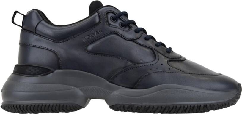 Hogan Leren Vetersneakers Black Heren