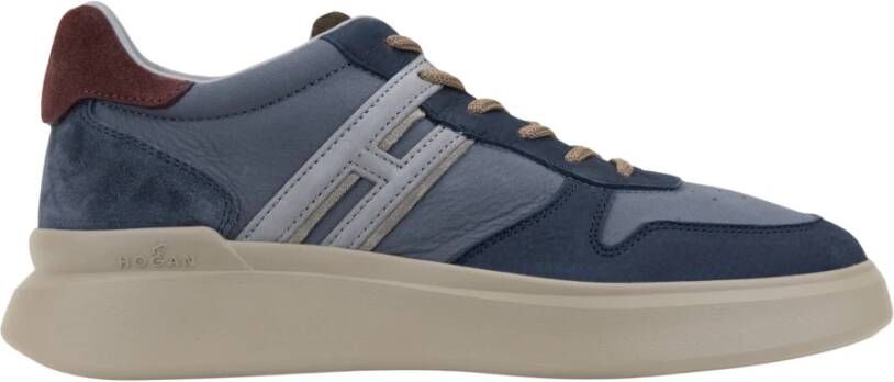 Hogan Leren Vetersneakers Blue Heren