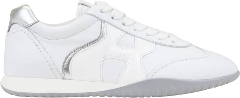 Hogan Leren Vetersneakers met Logopatch White Dames