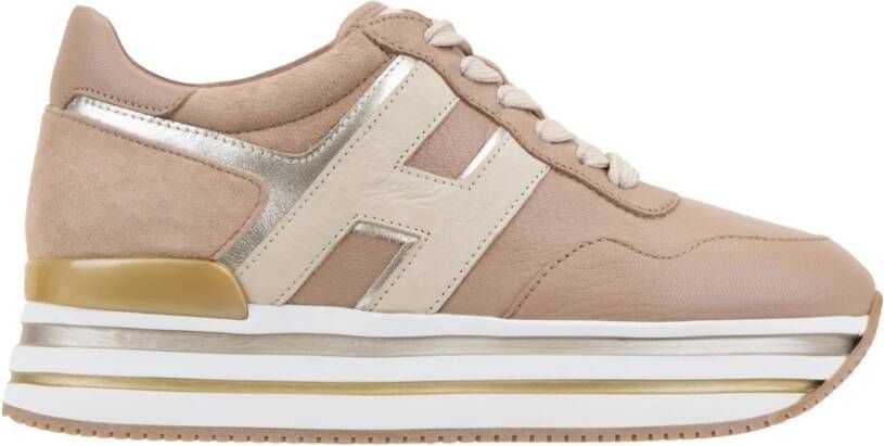 Hogan Leren Vetersneakers voor Dames Beige Dames