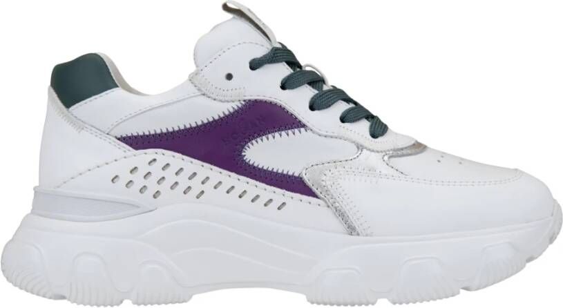 Hogan Leren Vetersneakers voor Dames White Dames