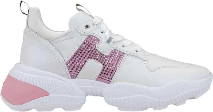 Hogan Leren Vetersneakers voor Dames White Dames