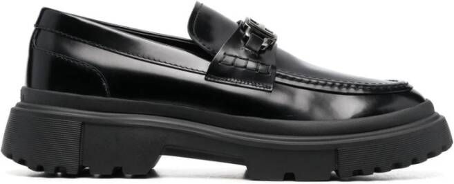 Hogan Zwarte Leren Mocassin Slip-On Black Heren