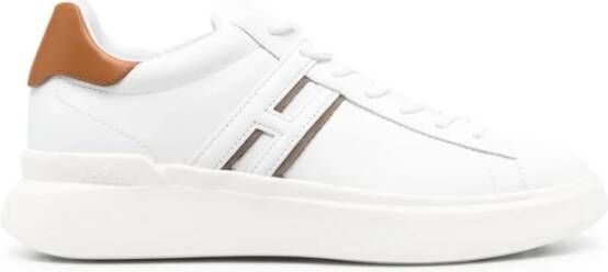 Hogan Logo Sneakers Wit Bruin Rubberen Zool White Heren