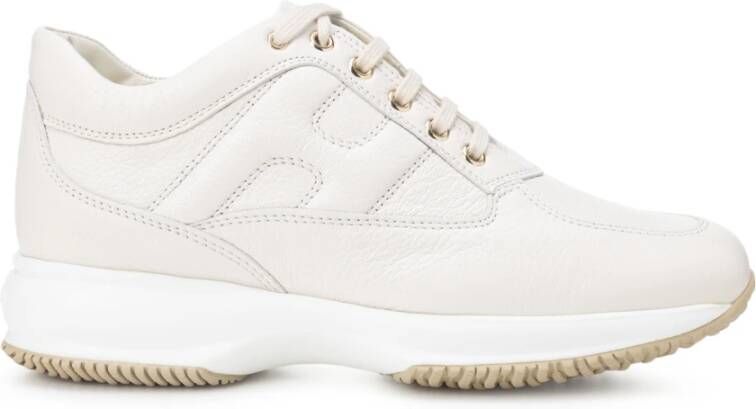 Hogan Sneakers van getextureerd leer met parelmoer afwerking White Dames