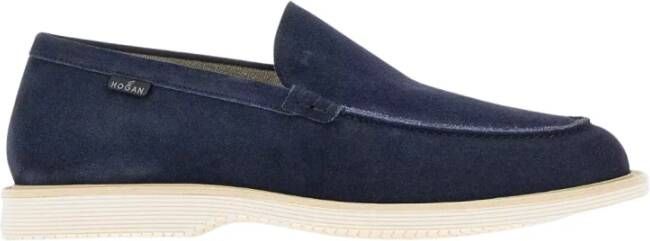 Hogan Marineblauwe Suède Loafers Blue Heren