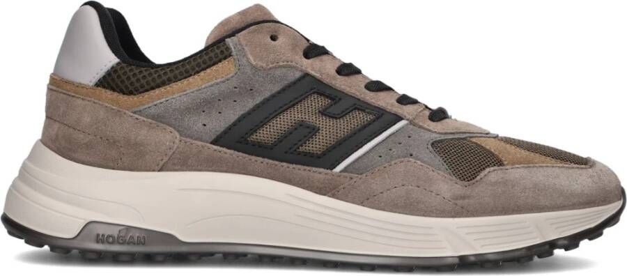 HOGAN Sneakers Heren Mesh Combi Runner Maat: 47 Materiaal: Suède Kleur: Taupe