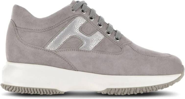 Hogan Metallic Sneakers Panel Design Gray Dames