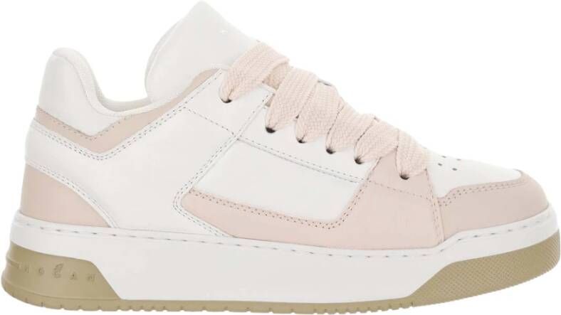 Hogan Leren Sneakers Ronde Neus Veters Logo Pink Dames