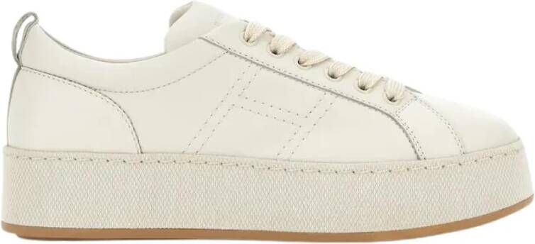 Hogan Nappa Leren Sneakers met Ingeprint Logo White Dames