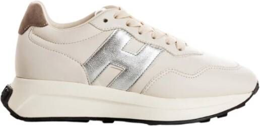 Hogan Nappa Leren Sneakers met Metallic H Beige Dames