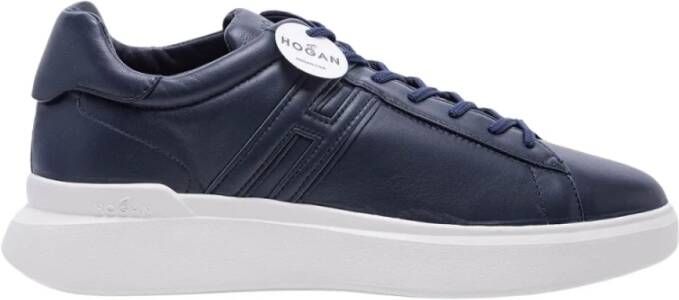 Hogan Navy Blauwe Leren Sneakers Blauw Heren