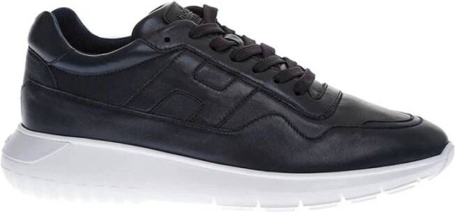 Hogan Navy Blauwe Leren Sneakers met Witte Zool Blauw Heren