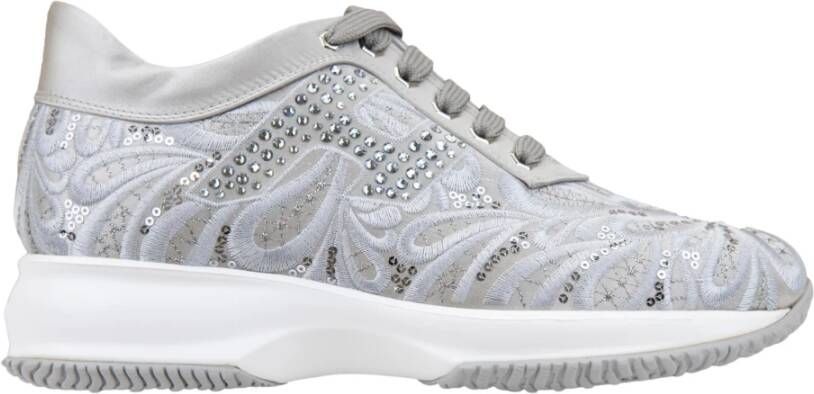 Hogan Paillet Patroon Stof Veterschoenen White Dames