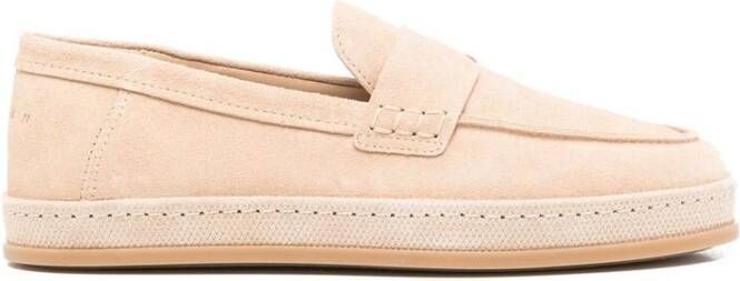 Hogan Platte Moc Stiksel Schoenen Beige Dames