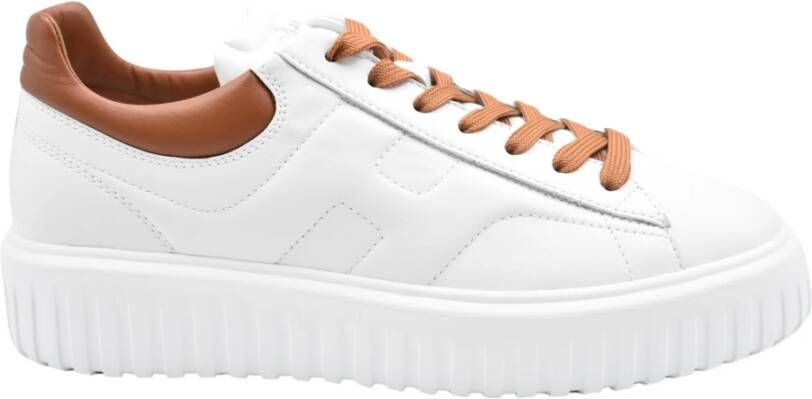 Hogan Platte schoenen met H-strepen in wit leer White Heren