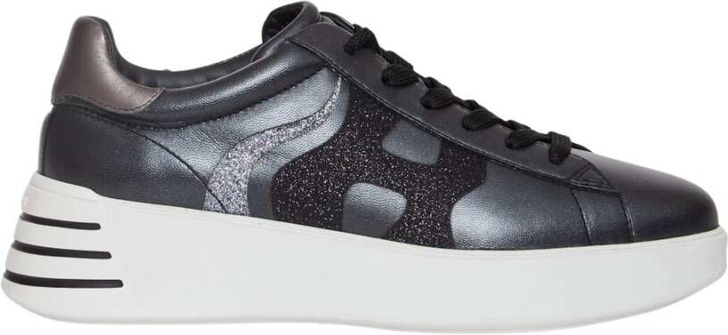 Hogan Rebel Zwarte Glitter Leren Sneakers Black Dames