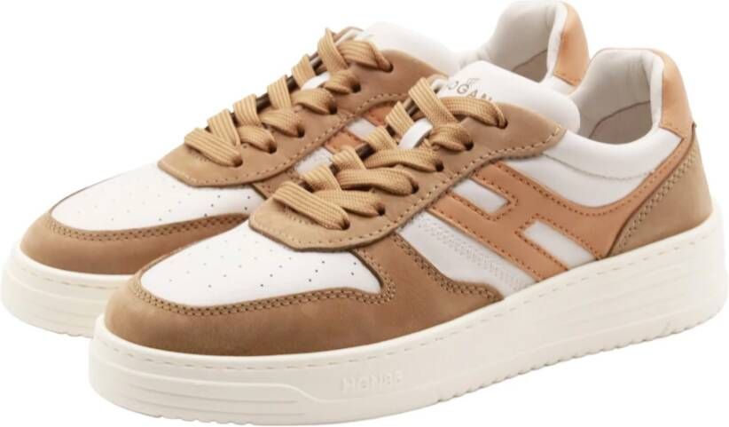 Hogan Retro-Flair Sneaker in Yogurt Beige Bruin Dames