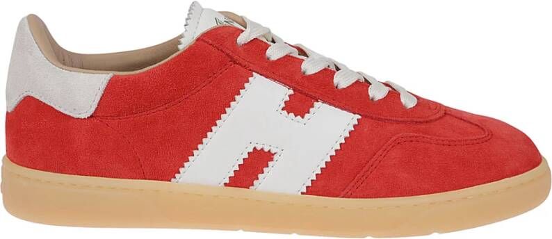 Hogan Rode suède sneakers met wit leer Red Dames