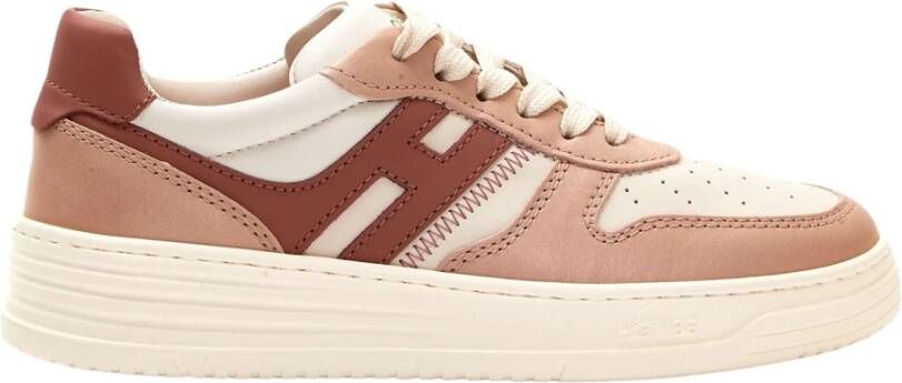 Hogan Roze Leren Basket Sneakers Multicolor Dames