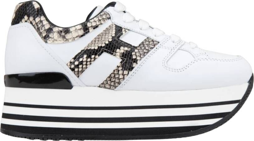 Hogan Slangenprint Veterschoenen voor Dames White Dames