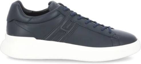 Hogan Blauwe Leren Sneakers met Ronde Neus en Logotong Blauw Heren