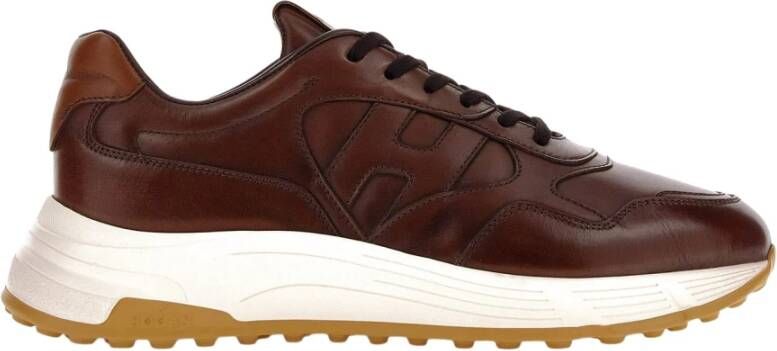 Hogan Hyperlight Bruine Leren Sneakers Brown Heren