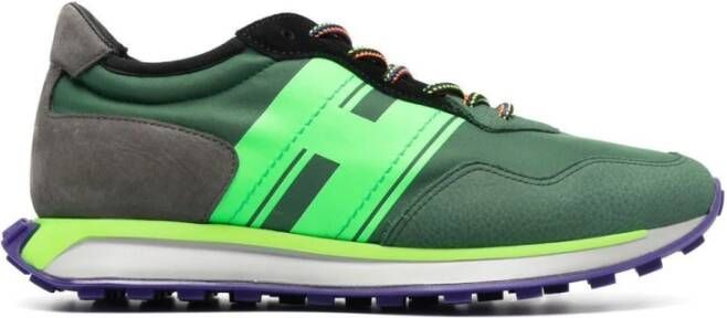 Hogan Groene Sneakers met Technische Stof Inzetstukken Green Heren