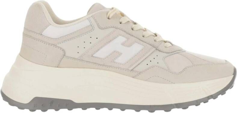 Hogan Sneakers van gelamineerd leer en technische stof Beige Dames