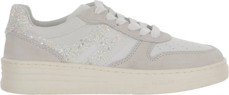 Hogan Sneakers van leer met glitterlogo White Dames