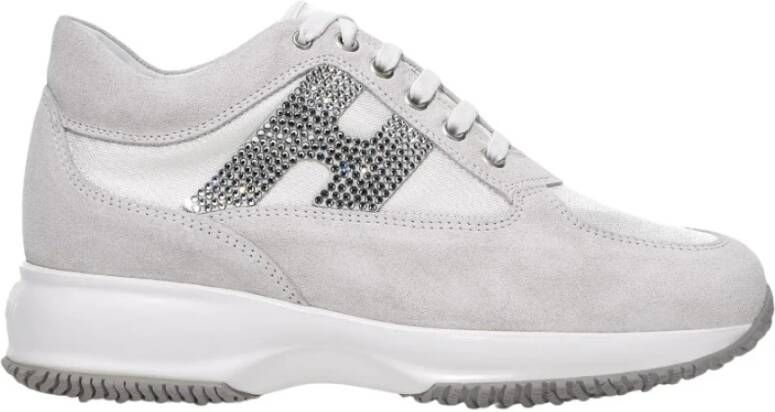 Hogan Witte Sneakers voor Dames met Rhinestone H-Detail White Dames