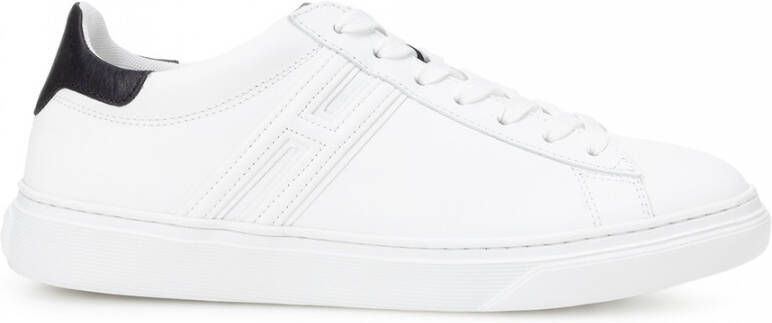 Hogan Witte Leren Sneakers met Blauwe Details White Heren