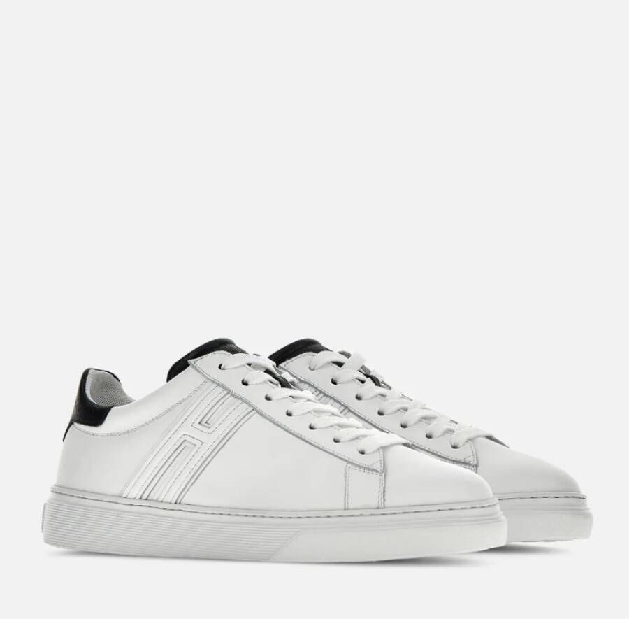 Hogan Witte Leren Sneakers met Contrasterend Hiel Detail White Heren