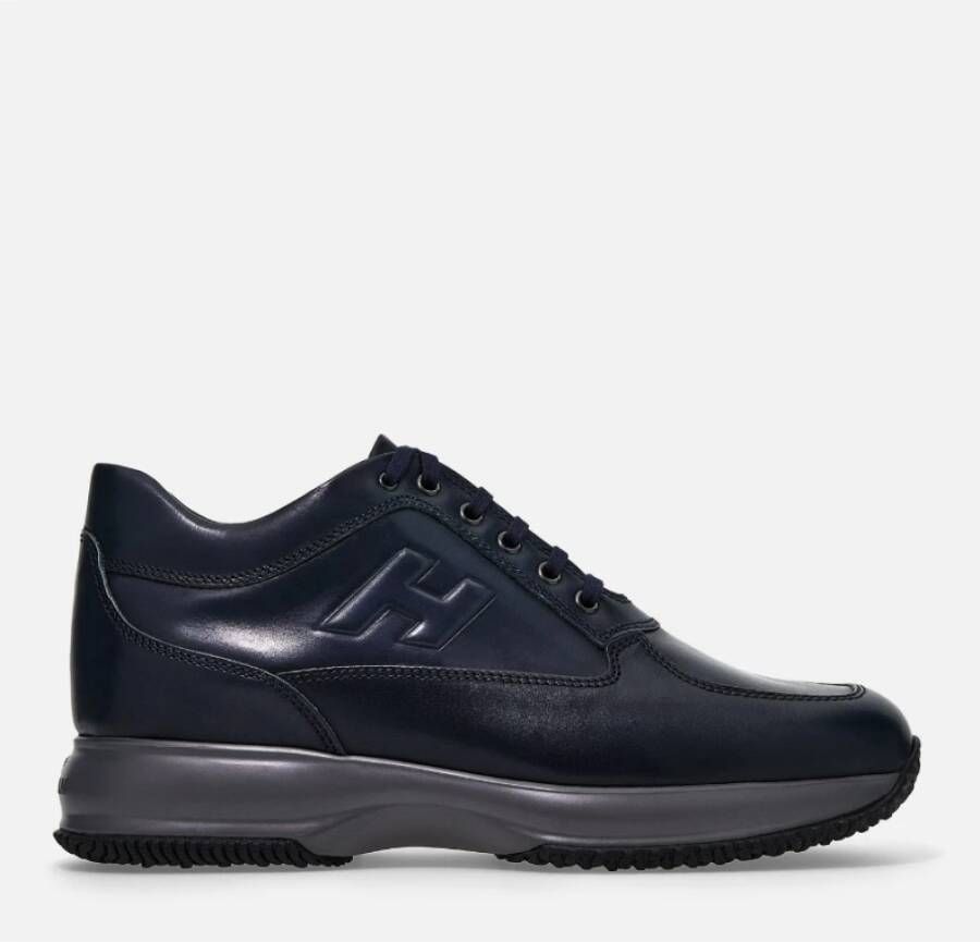 Hogan Casual Leren Sneakers met H-Detail Blue Heren