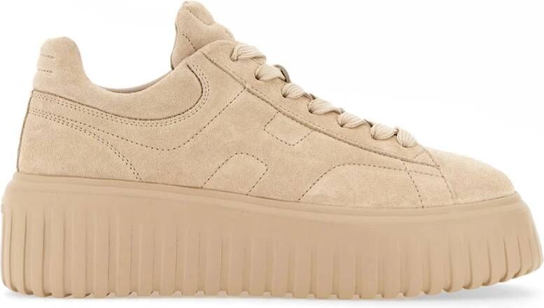 Hogan Sportieve H-Stripes Suède Sneakers Beige Dames