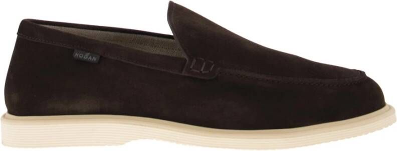 Hogan Sportieve suède mocassin met reliëf monogram Brown Heren