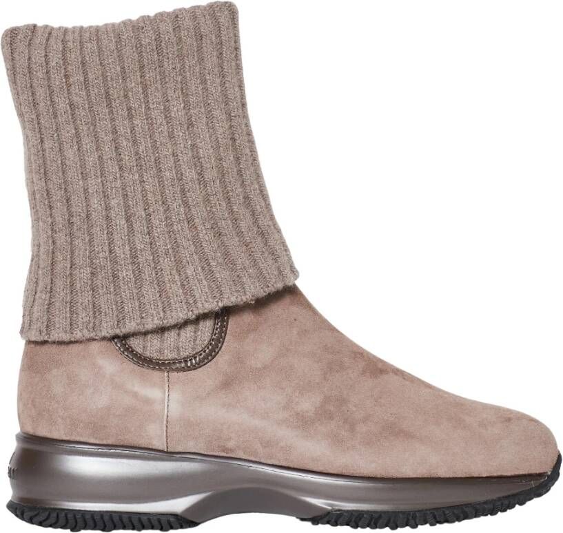 Hogan Stijlvolle Beige Enkellaarzen Beige Dames