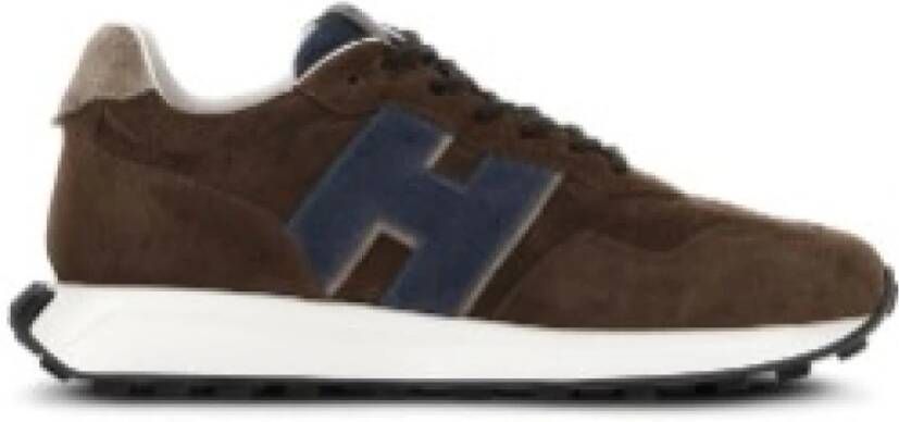 Hogan Stijlvolle Patch Sneakers voor Mannen Brown Heren