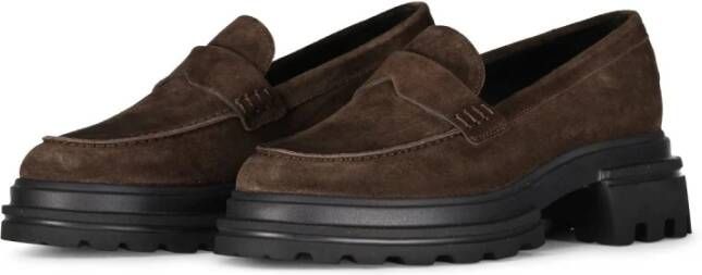 Hogan Stijlvolle Plateau Loafers Brown Dames