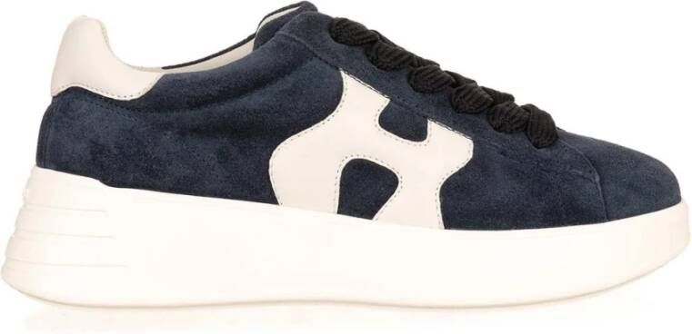 Hogan Blauwe Suède Sneakers met Golvende Side H Blauw Dames