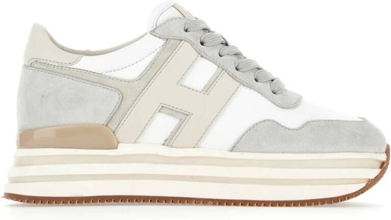 Hogan Witte Sneakers met Gladleren Inzetstukken White Dames