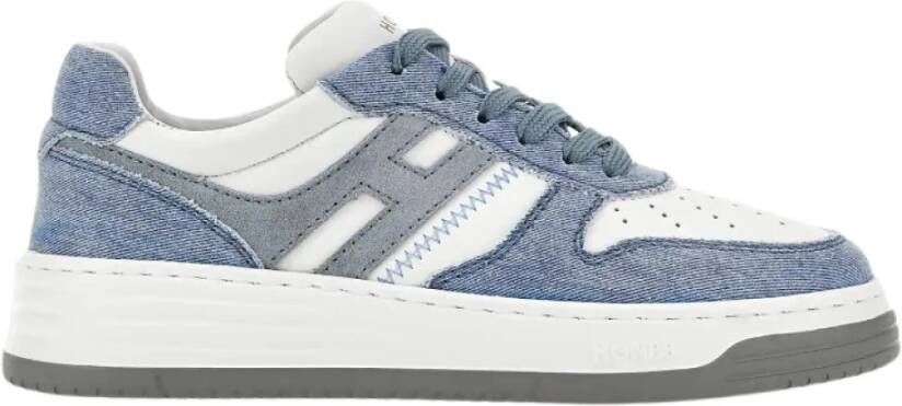 Hogan Blauwe Leren Lage Sneakers Blue Dames