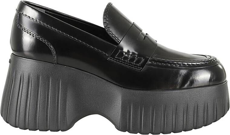 Hogan Strepen Wig Mocassin Schoenen Black Dames